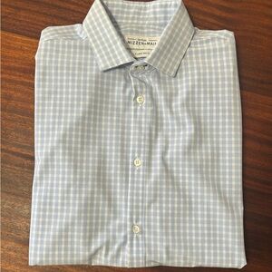 Mizzen+Main Light Blue Gingham Dress Shirt XLarge Trim Fit USA
